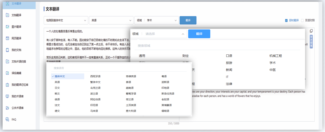 翻译系统界面